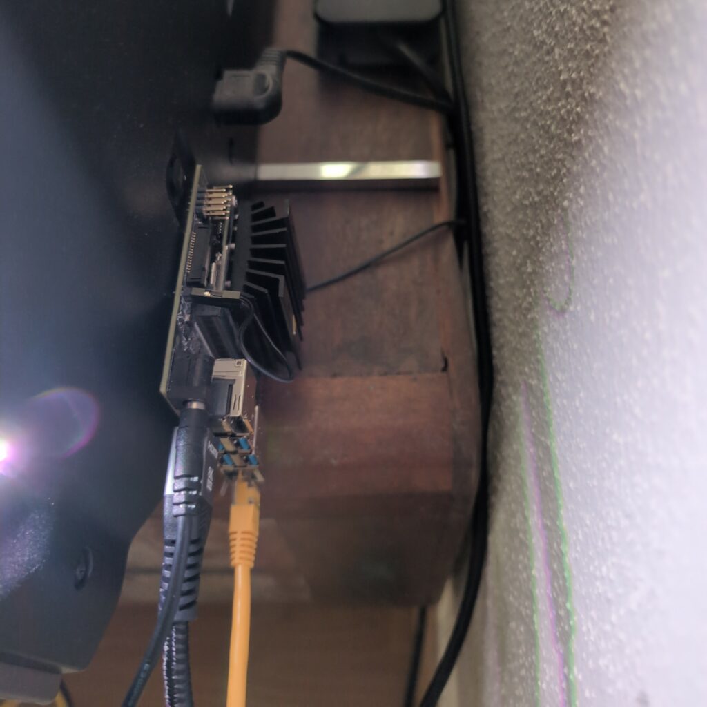 Its final resting place, glued behind my TV.